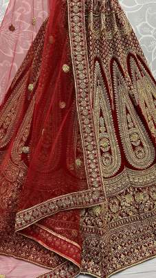 Wedding Wear  Dori Embroidery Velvet Lehenga Choli Gujju Fashions Designer Lehnga Choli