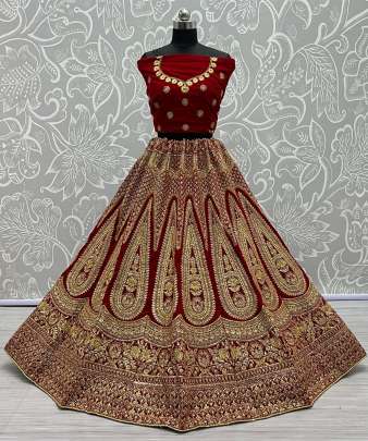 Wedding Wear  Dori Embroidery Velvet Lehenga Choli Gujju Fashions Designer Lehnga Choli