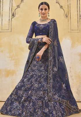 Wedding Wear Double Sequence and Thread Embroidery Bridal Lehenga Choli Gujju Fashions