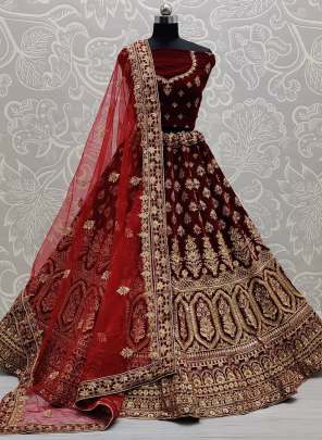 Wedding Wear Fully Stone work Velvet Lehenga Choli Gujju Fashions