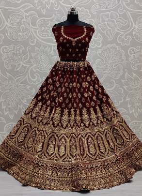 Wedding Wear Fully Stone work Velvet Lehenga Choli Gujju Fashions Designer Lehnga Choli