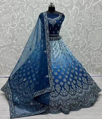 Wedding Wear  Mirror Work & Shaded Color Lehenga Choli Gujju Fashions Designer Lehnga Choli