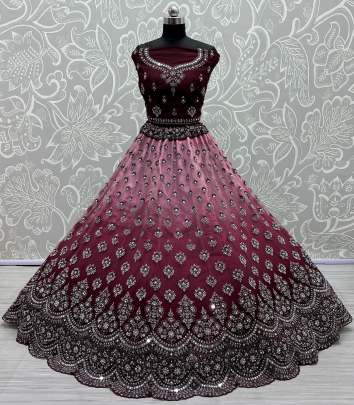 Wedding Wear  Mirror Work & Shaded Color Lehenga Choli Gujju Fashions Designer Lehnga Choli