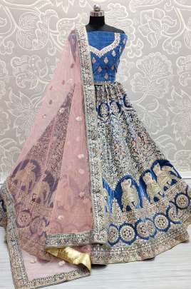 Wedding Wear New Gajraj Pattern Velvet Lehena Choli Gujju Fashions