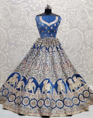 Wedding Wear New Gajraj Pattern Velvet Lehena Choli Gujju Fashions Designer Lehnga Choli