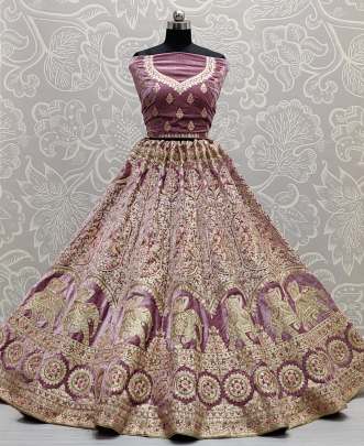 Wedding Wear New Gajraj Pattern Velvet Lehena Choli Gujju Fashions Designer Lehnga Choli