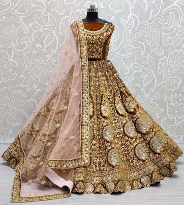 Wedding Wear Velvet Doti Patti Embroidery Bridal Lehenga Choli Gujju Fashions Designer Lehnga Choli