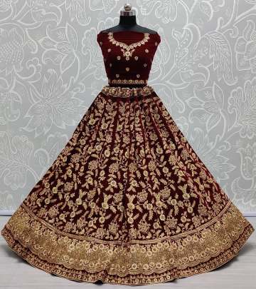 Wedding Wear Velvet Bridal Lehenga Choli Gujju Fashions Designer Lehnga Choli