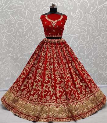 Wedding Wear Velvet Bridal Lehenga Choli Gujju Fashions Designer Lehnga Choli