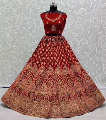 Wedding wear Beautiful Designer  Velvet Bridal Lehenga Choli Gujju Fashions Designer Lehnga Choli