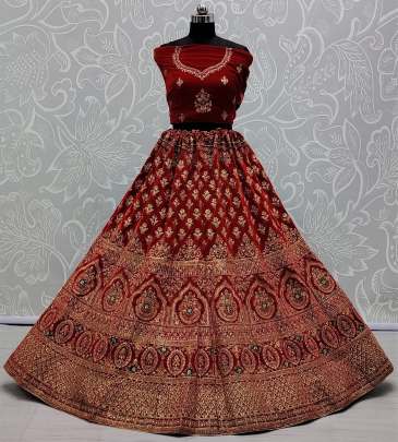 Wedding wear Beautiful Designer  Velvet Bridal Lehenga Choli Gujju Fashions Designer Lehnga Choli