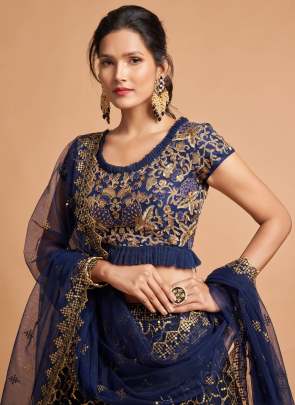 Zari & Dori With Threads Embroidery Work Designer Lehenga Choli Gujju Fashions Designer Lehnga Choli