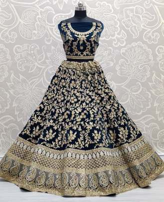 Zari Embroidery and Dori Embroidery Velvet Lehenga Choli Gujju Fashions Designer Lehnga Choli