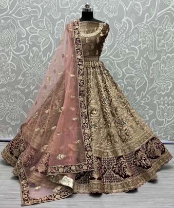 Zari Work With Designer Velvet Embroidery Lehenga Choli Gujju Fashions Designer Lehnga Choli