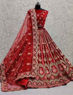 Zircon Diamond and Sequence Work Velvet Designer Lehenga Choli Gujju Fashions Designer Lehnga Choli