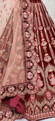 Zircon Diamond and Sequence Work Velvet Designer Lehenga Choli Gujju Fashions Designer Lehnga Choli